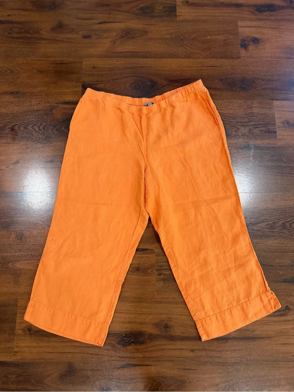 J Jill 100% linen wide leg crop pants pull-on Orange Sz XL
